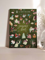 grüner Adventskalender mit Weihnachts-motiven