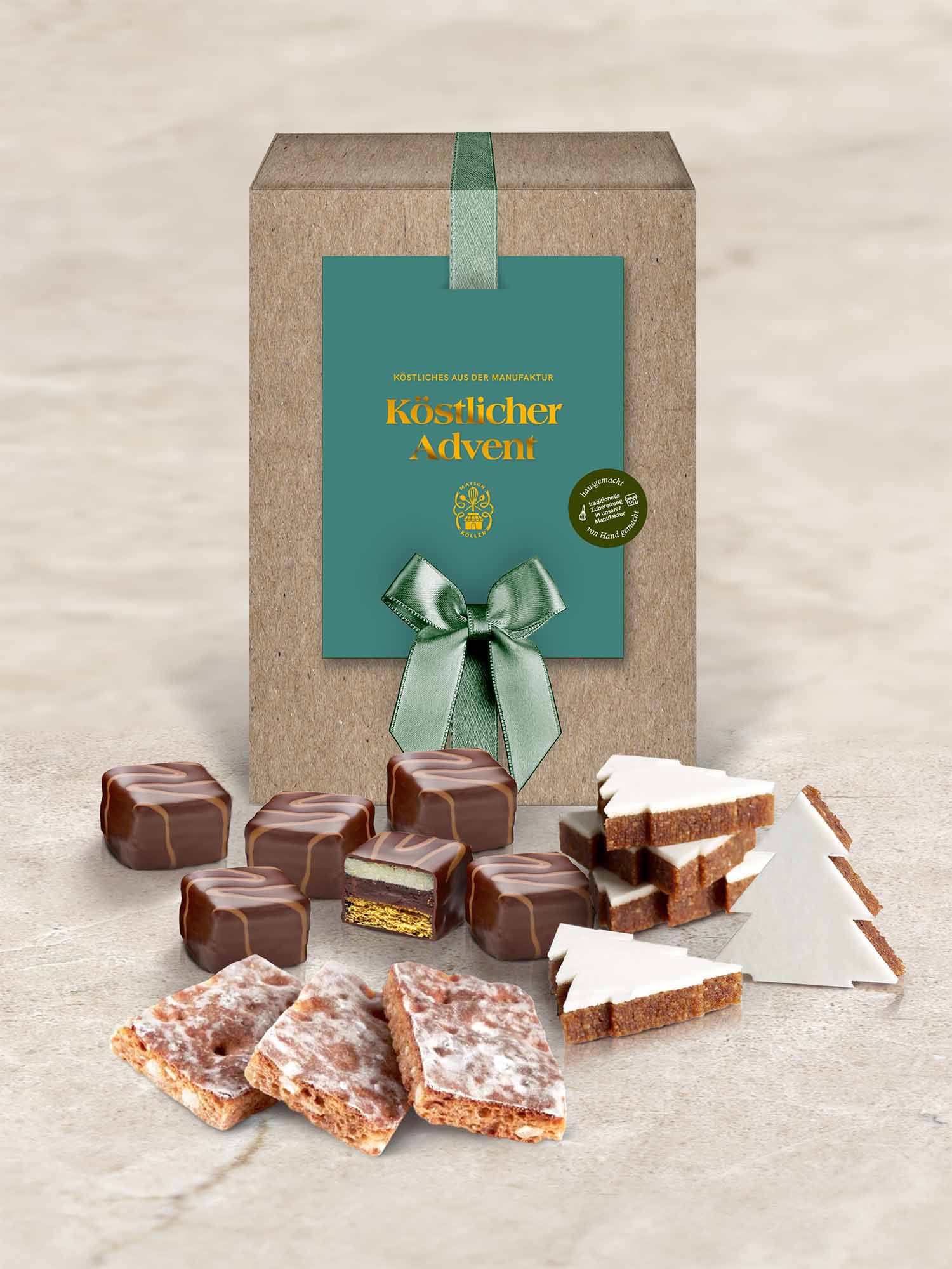 Geschenkbox "Köstlicher Advent" mit verschiedenen Leckereien